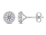 1.36 Carat (ctw) Synthetic Moissanite Halo Stud Earrings in Sterling Silver